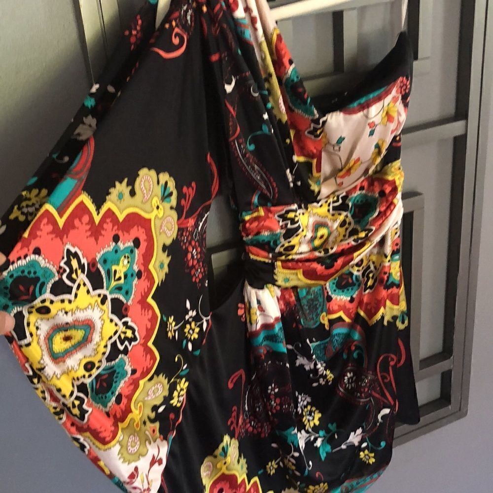 Vintage oriental feel one shoulder bat wing top M Freshine